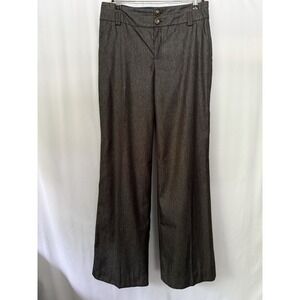 Elevenses Anthropologie Wide Leg Trouser Pants Black w/gold Shimmer Womens 8